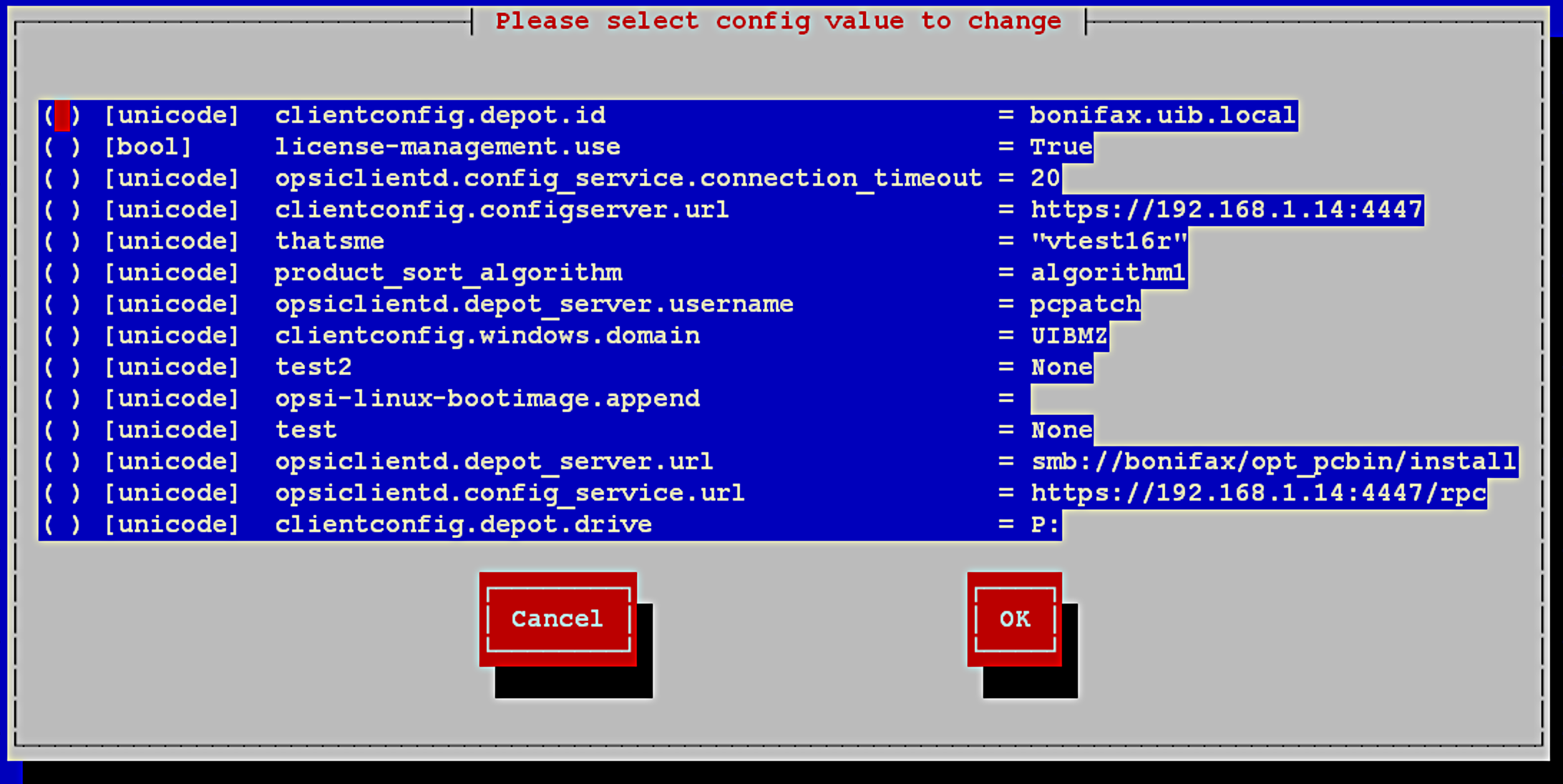 Dialog: opsi-setup --edit-config-defaults